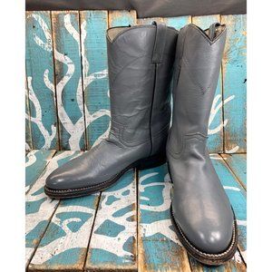 Vintage Cowtown Gray Leather Lace Up Roper Cowboy Boots Women's Size 5.5B